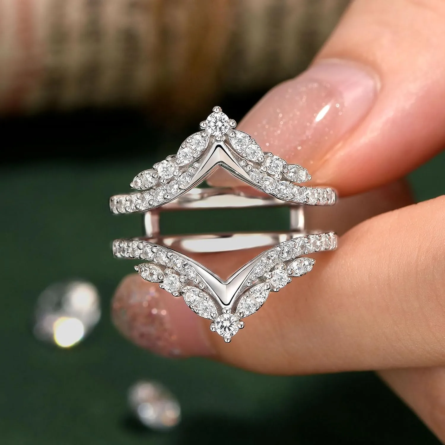 SHELOVES Vintage Ring Enhancer for Engagement Rings Curved Enhancer Guard Ring 925 Sterling Silver Sz 5-10