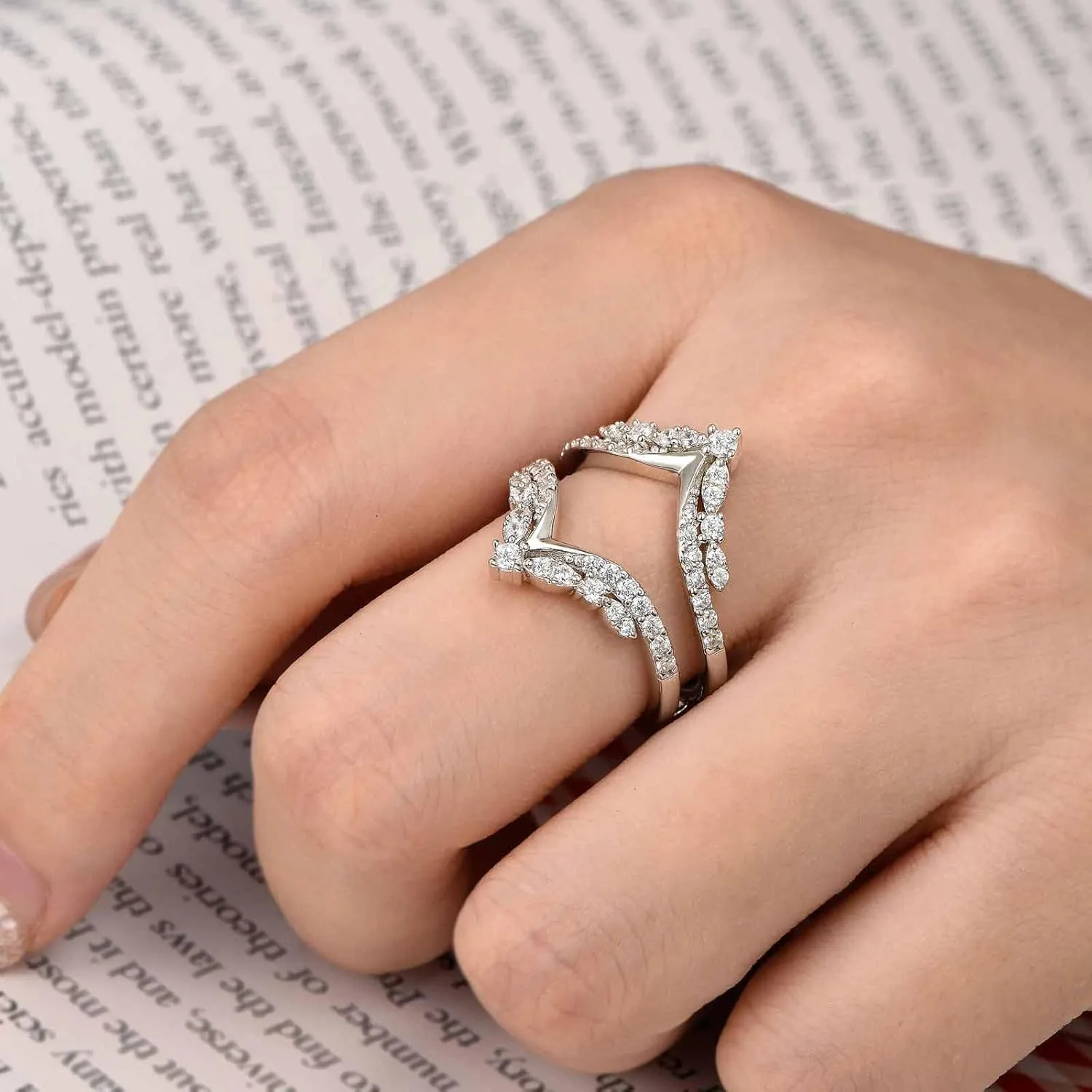 SHELOVES Vintage Ring Enhancer for Engagement Rings Curved Enhancer Guard Ring 925 Sterling Silver Sz 5-10