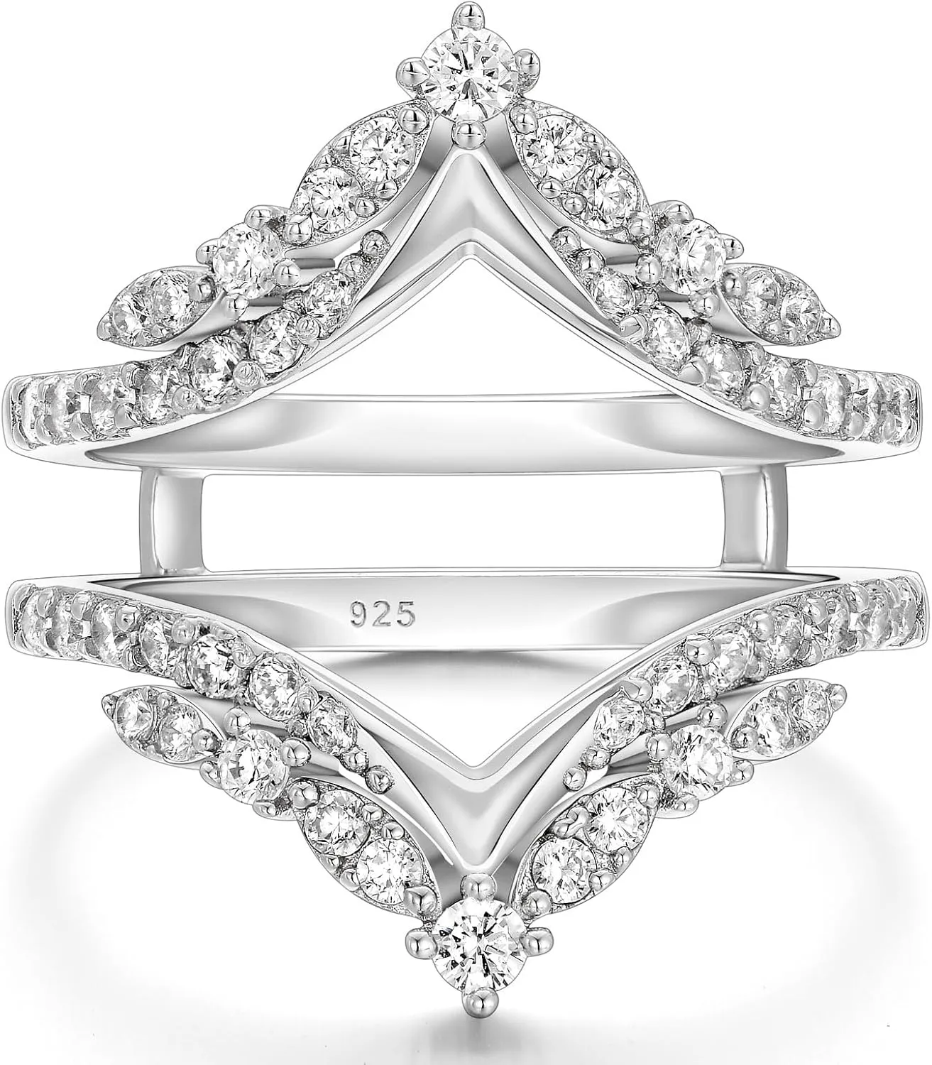SHELOVES Vintage Ring Enhancer for Engagement Rings Curved Enhancer Guard Ring 925 Sterling Silver Sz 5-10