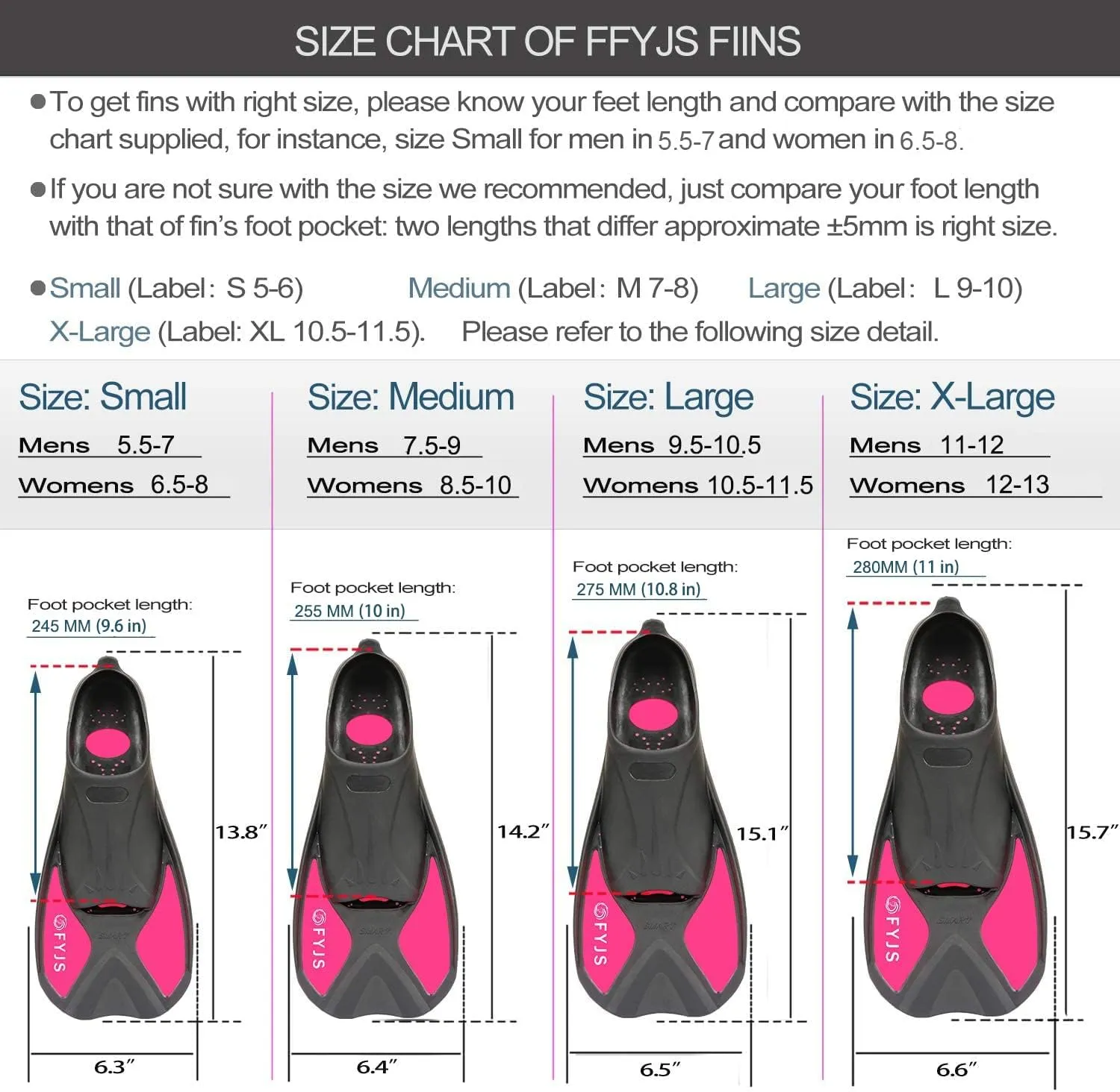Short Swim Fins, Travel Size Diving Flippers with Mesh Carrying Bag for Adult Men Women