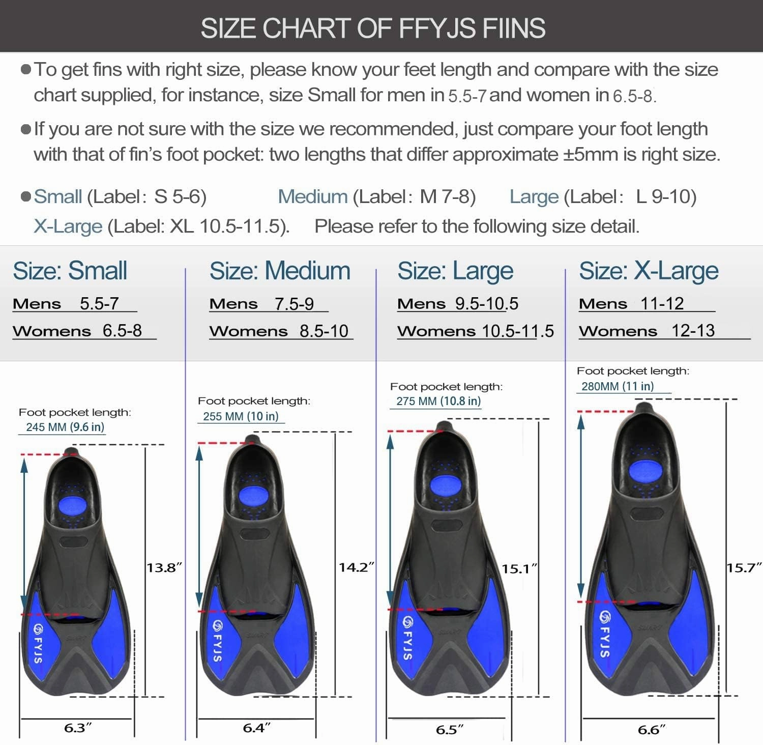 Short Swim Fins, Travel Size Diving Flippers with Mesh Carrying Bag for Adult Men Women
