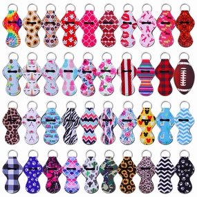 shynek Chapstick Holder Keychain, 40Pcs Lip Balm Holder Keychain Set (Neoprene, Multicolor, Women, Portable)