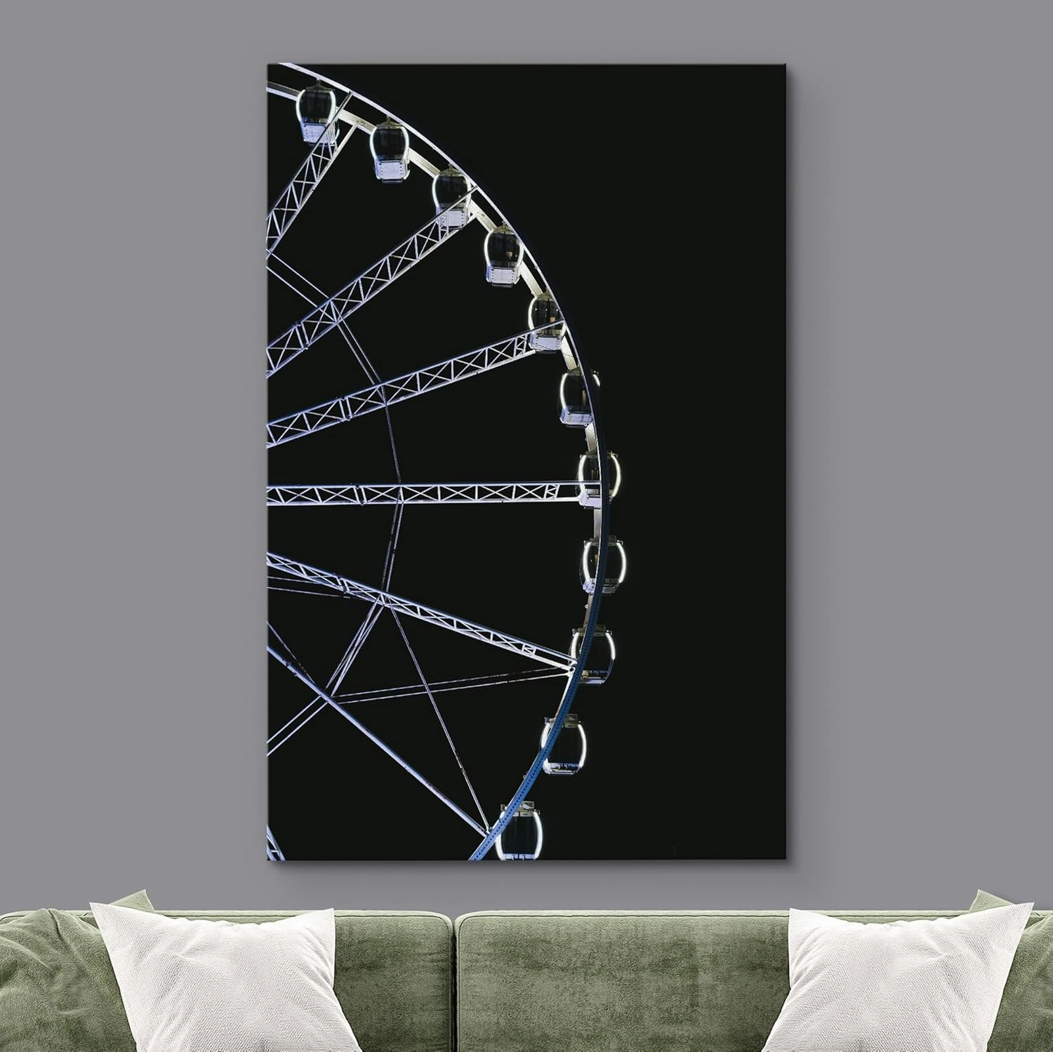 SIGNWIN Canvas Wall Art Illuminated Ferris Wheel at Night Photography Modern Art Rustic Landscape Relax/Calm for Living Room, Bedroom - 16"x24"