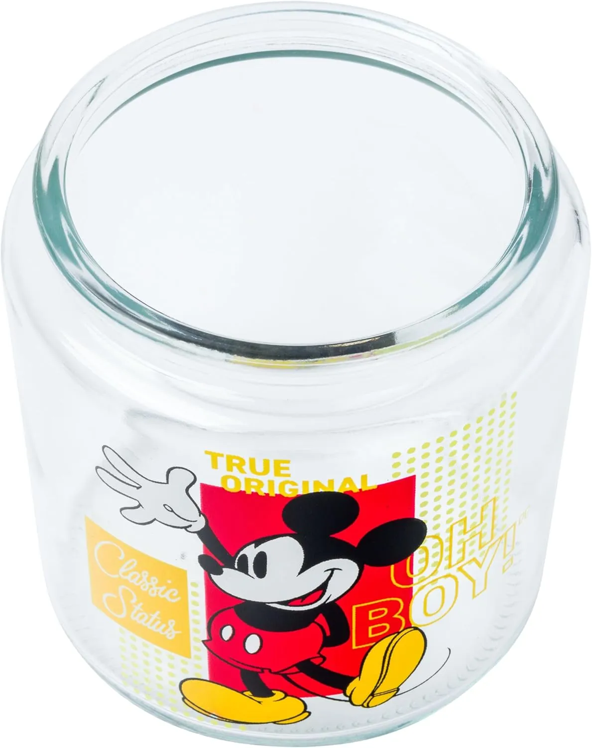 Silver Buffalo Disney Mickey Mouse Classic Status Glass Cookie Snack Candy Jar with Lid (Small)