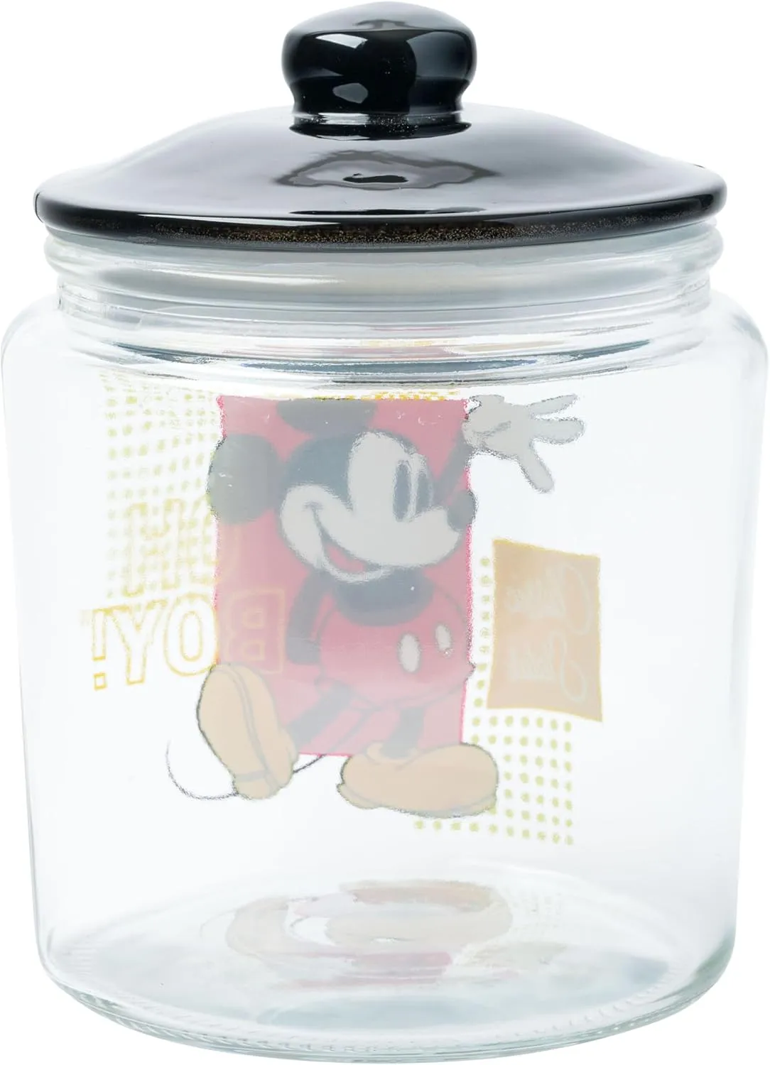 Silver Buffalo Disney Mickey Mouse Classic Status Glass Cookie Snack Candy Jar with Lid (Small)