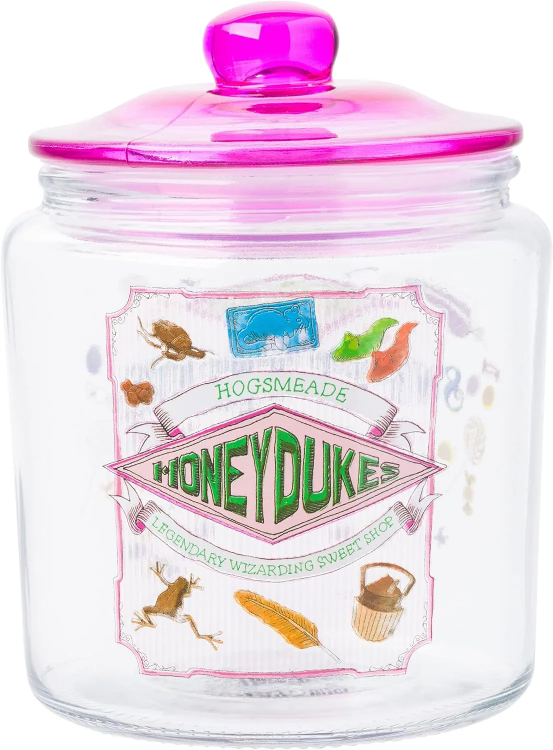 Silver Buffalo Harry Potter Hogsmeade Honeydukes Treats Glass Cookie Snack Candy Jar With Lid (Small)