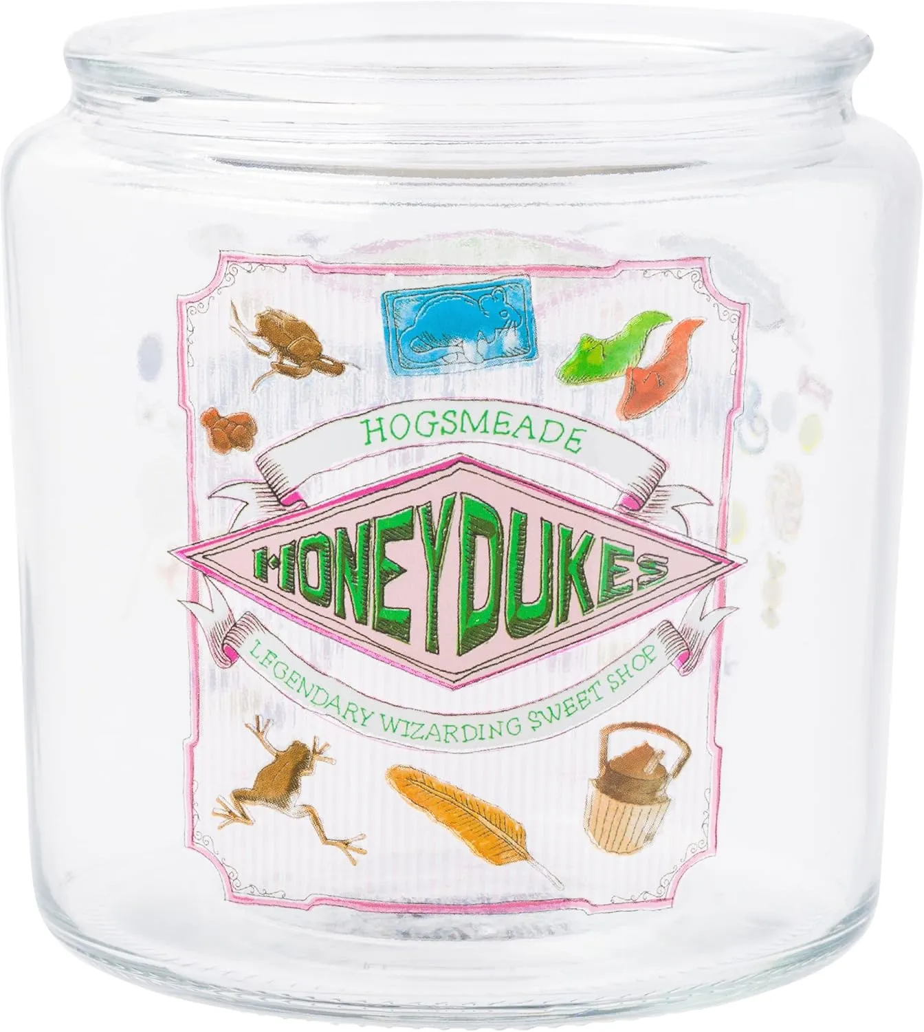 Silver Buffalo Harry Potter Hogsmeade Honeydukes Treats Glass Cookie Snack Candy Jar With Lid (Small)
