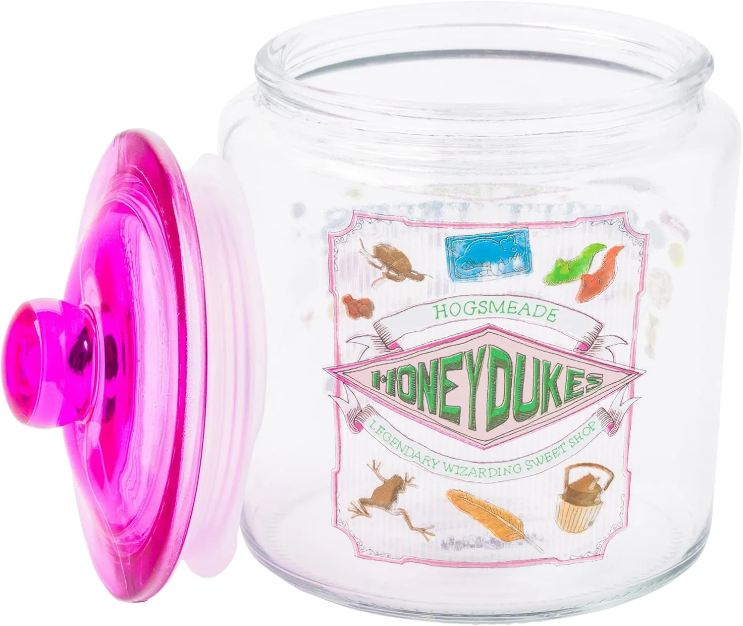 Silver Buffalo Harry Potter Hogsmeade Honeydukes Treats Glass Cookie Snack Candy Jar With Lid (Small)
