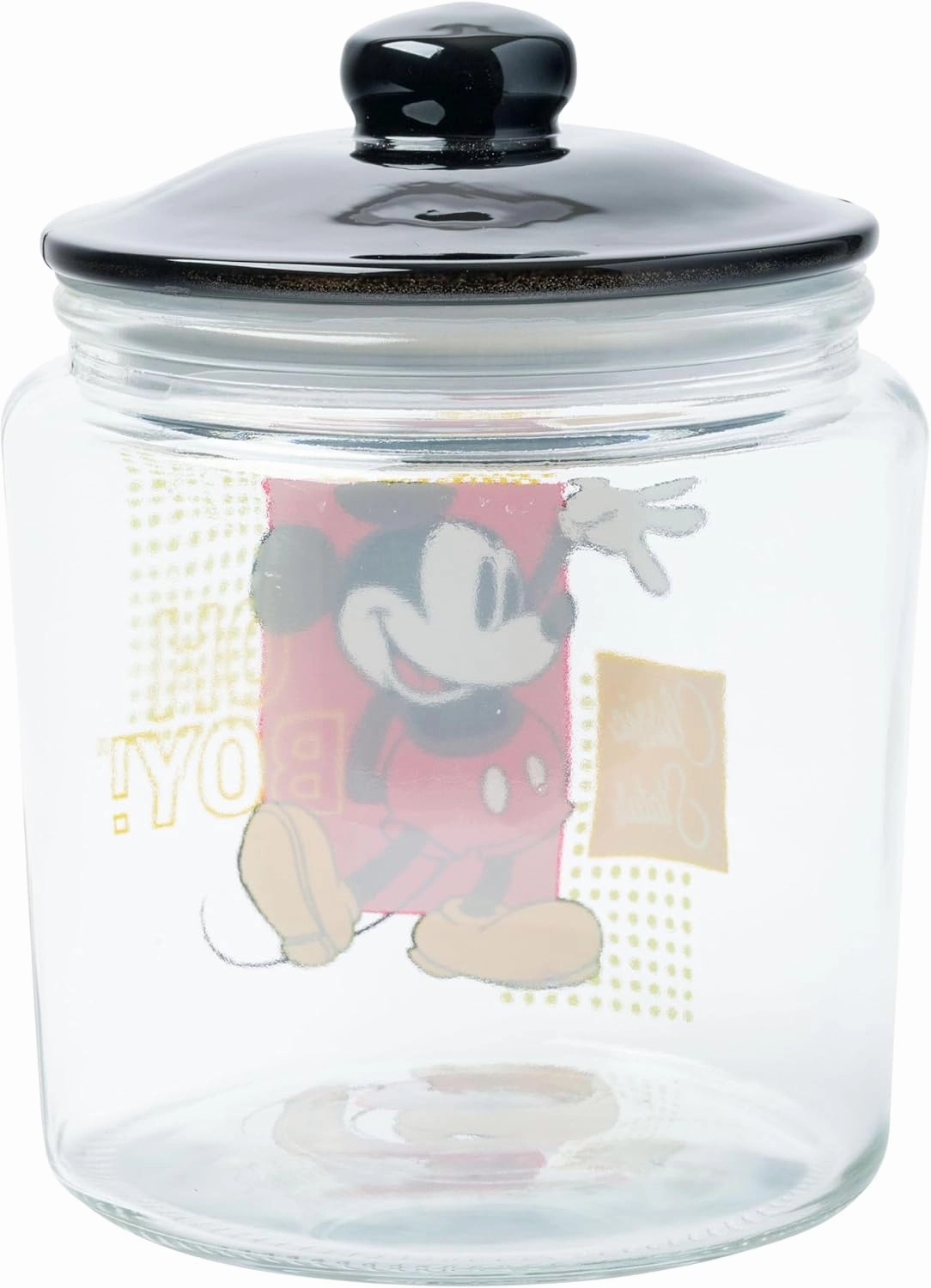 Silver Buffalo Disney Mickey Mouse Classic Status Glass Cookie Snack Candy Jar with Lid (Small)
