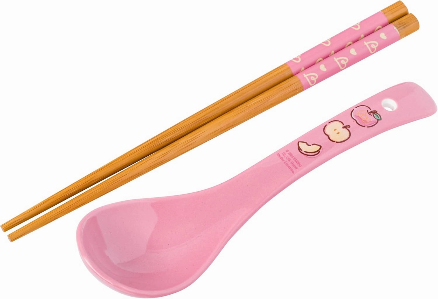 Silver Buffalo Sanrio Hello Kitty Apples and Cinnamon Ceramic Ramen Noodle Rice Bowl with Chopsticks and Spoon, Microwave Safe, 20 Ounces