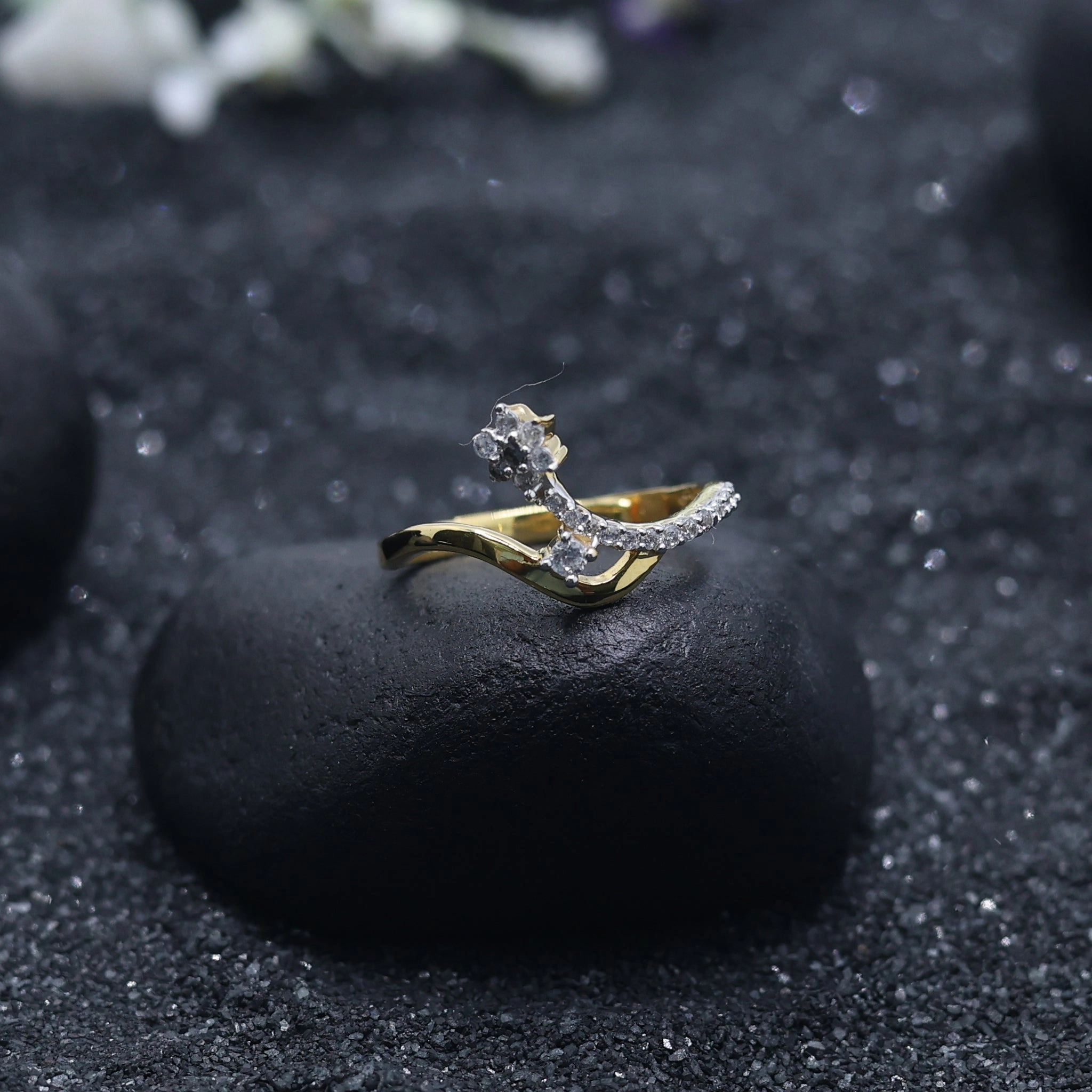 Silver Yellow Gold Adjustable Open End Twist Floral Exquisite Ring for Women