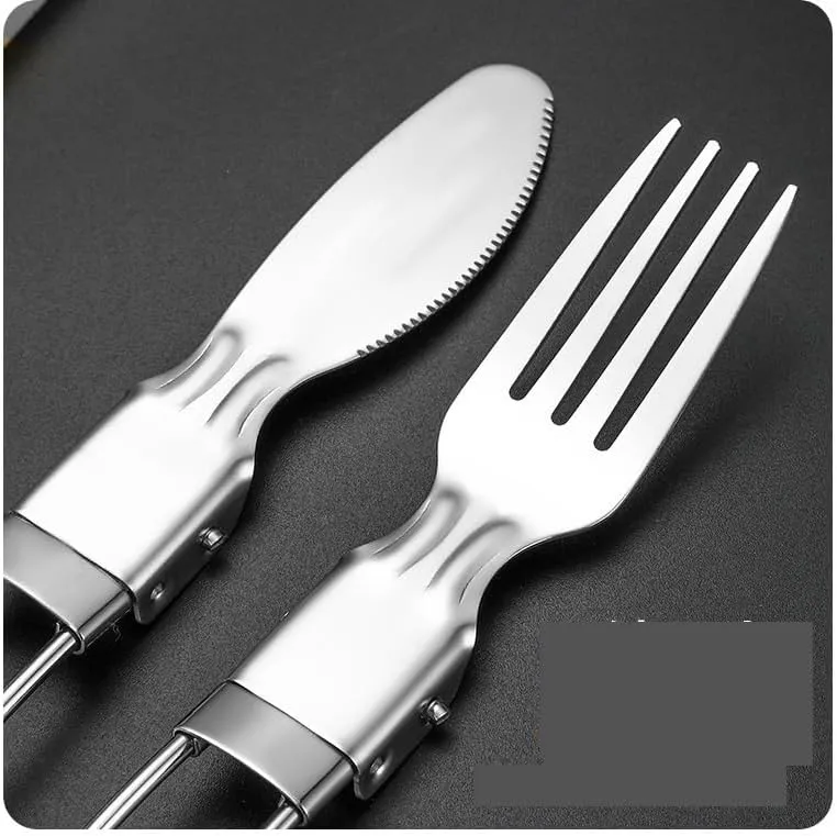 Silverware Flatware Cutlery Set, 3/12/18/24/30/36 Pieces 304 Stainless Steel Folding Tableware Knife, Fork And Spoon Set Outdoor Picnic Camping Portable Tableware Foldable Spoon(Dark green,2