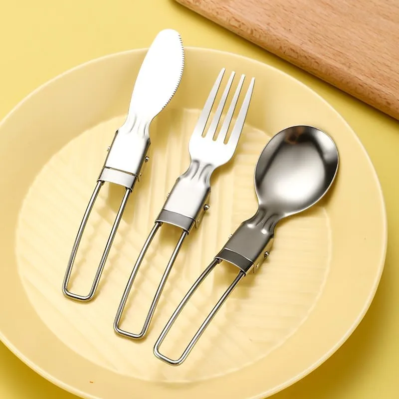 Silverware Flatware Cutlery Set, 3/12/18/24/30/36 Pieces 304 Stainless Steel Folding Tableware Knife, Fork And Spoon Set Outdoor Picnic Camping Portable Tableware Foldable Spoon(Dark green,2