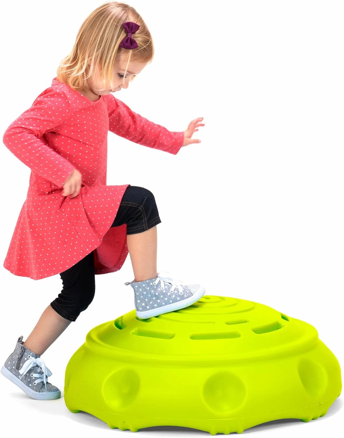 Simplay3 Two Sided Rock Around Wobble Disk and Climbing Dome for Toddlers and Kids - Rocking and Climbing - Indoor/Outdoor - Yellow/Green, Made in USA (1 Pack)