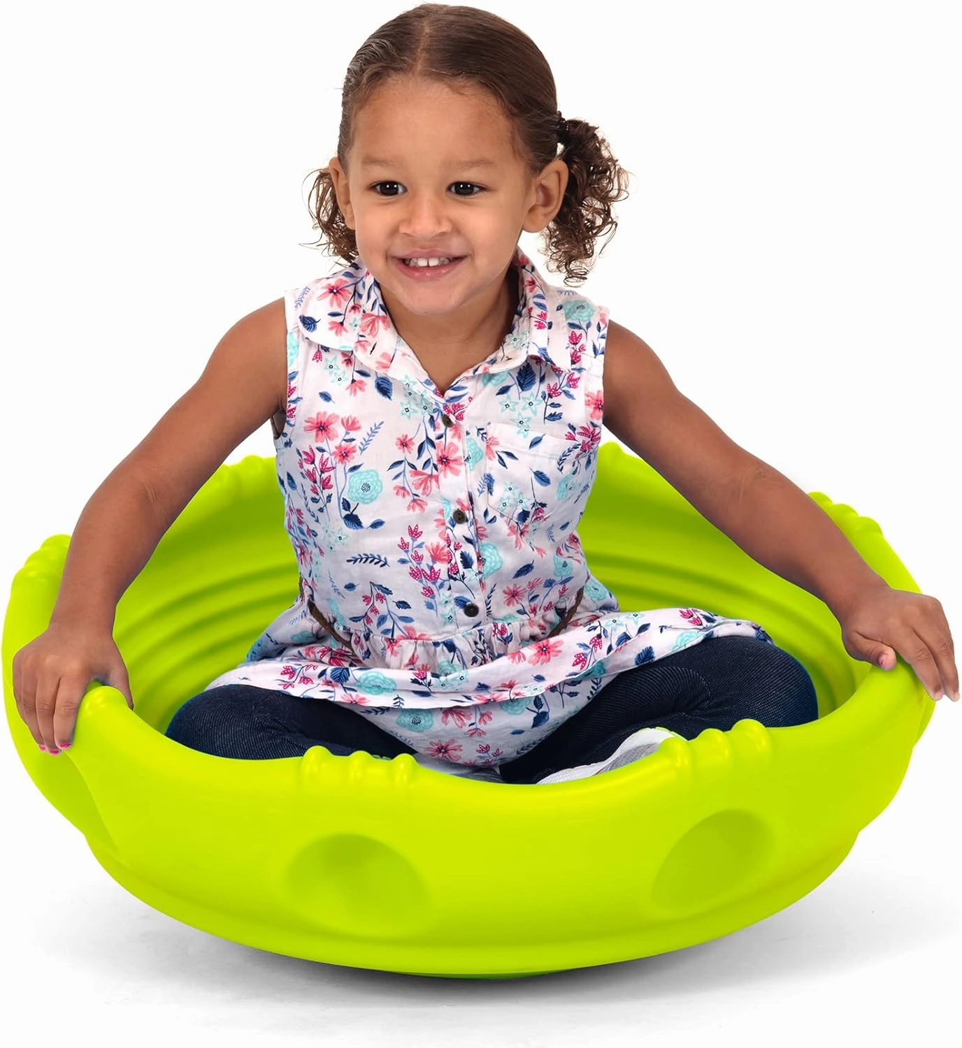 Simplay3 Two Sided Rock Around Wobble Disk and Climbing Dome for Toddlers and Kids - Rocking and Climbing - Indoor/Outdoor - Yellow/Green, Made in USA (1 Pack)