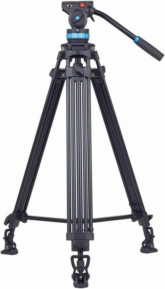SIRUI AM-25S Video Tripod, 74.8" Professional Heavy Duty Tripod with Adjustable Damping Fluid Head for Camcorder, Cameras, DSLR, 360° Pan &  90°/-75° Tilt, Quick Release Plate, Max Load 22.0lb