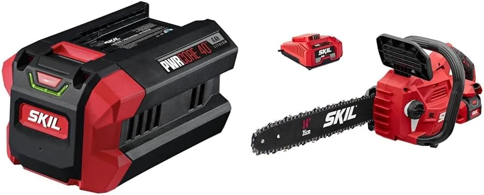 Skil PWR CORE 40 40V 6Ah Battery & 14” 40V Brushless Chainsaw Kit with 2.5Ah Battery & Auto PWR Jump Charger