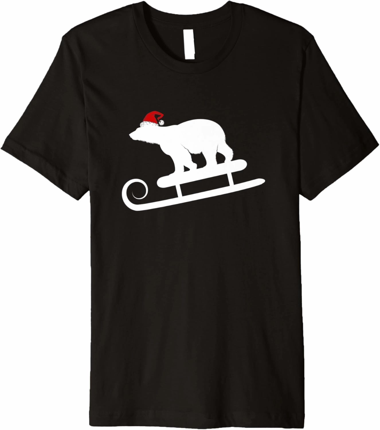 Sledding Polar Bear With Santa Hat Christmas Holiday Premium T-Shirt