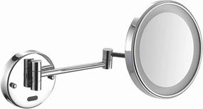 Smart Sensor Switch Makeup Mirror with Lights and Magnification, Chrome LED Wall Mounted Vanity Mirror, Extendable Shaving Mirror(USB 7X)