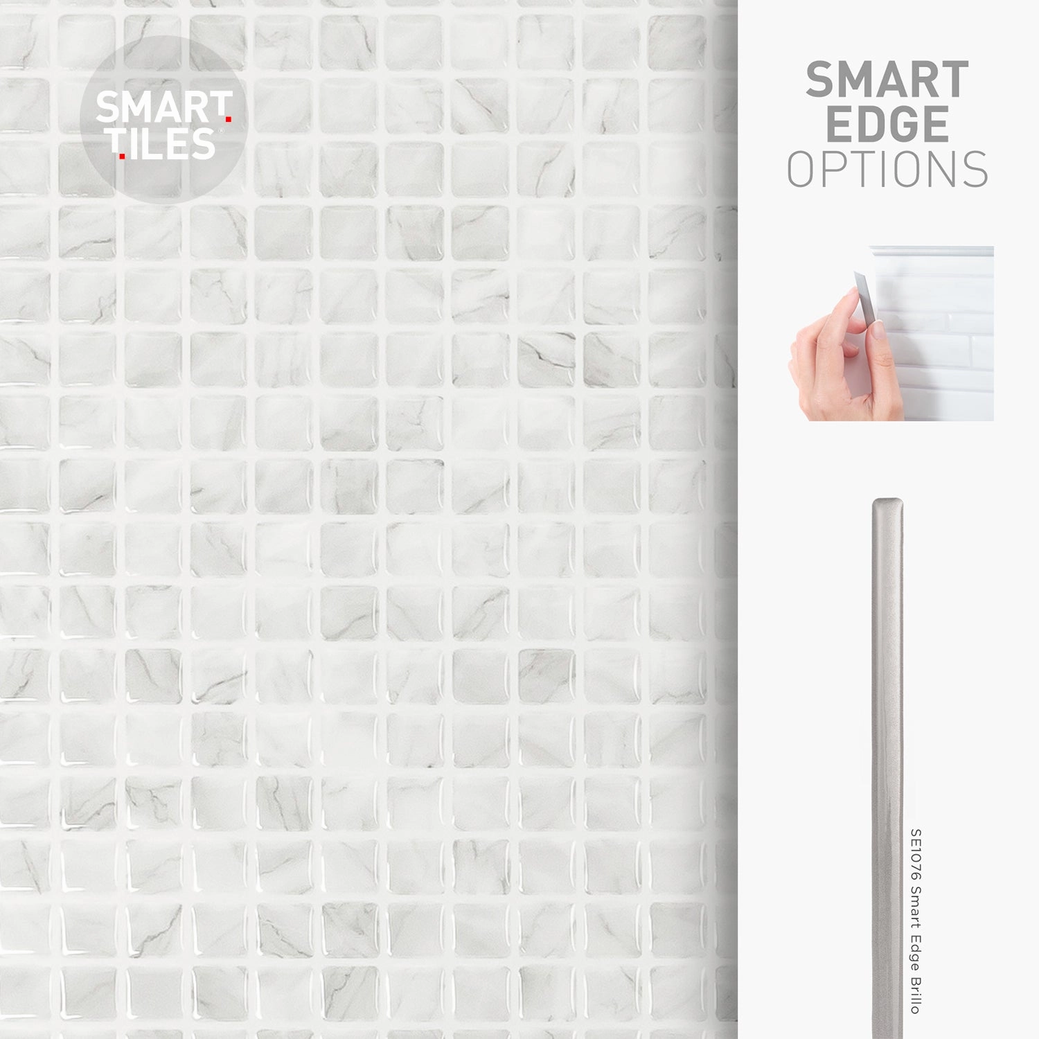 Smart Tiles Peel and Stick 2-Sheet 23 x 12 Backsplash - Blok Minimo|Dosseret Smart Tiles peler et coller 23 x 12, 2 feuilles - Blok Minimo
