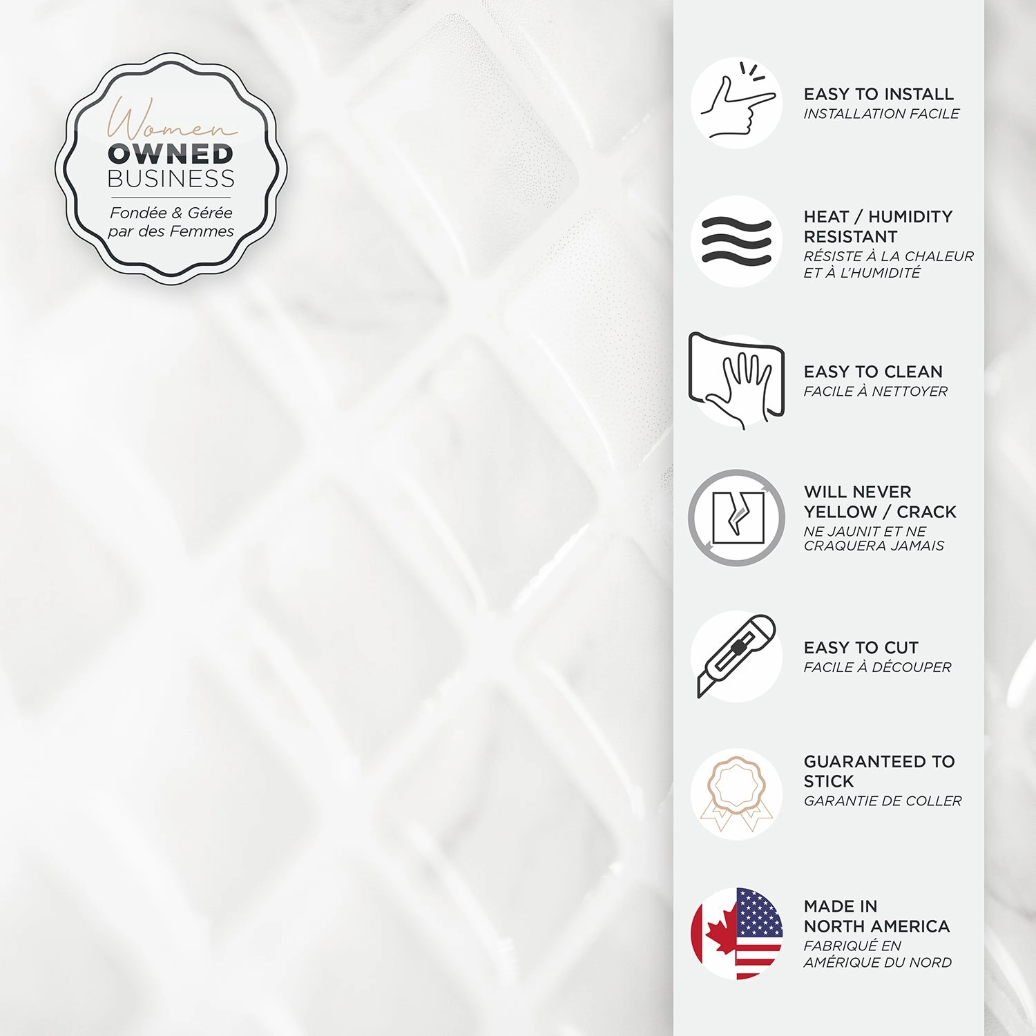 Smart Tiles Peel and Stick 2-Sheet 23 x 12 Backsplash - Blok Minimo|Dosseret Smart Tiles peler et coller 23 x 12, 2 feuilles - Blok Minimo