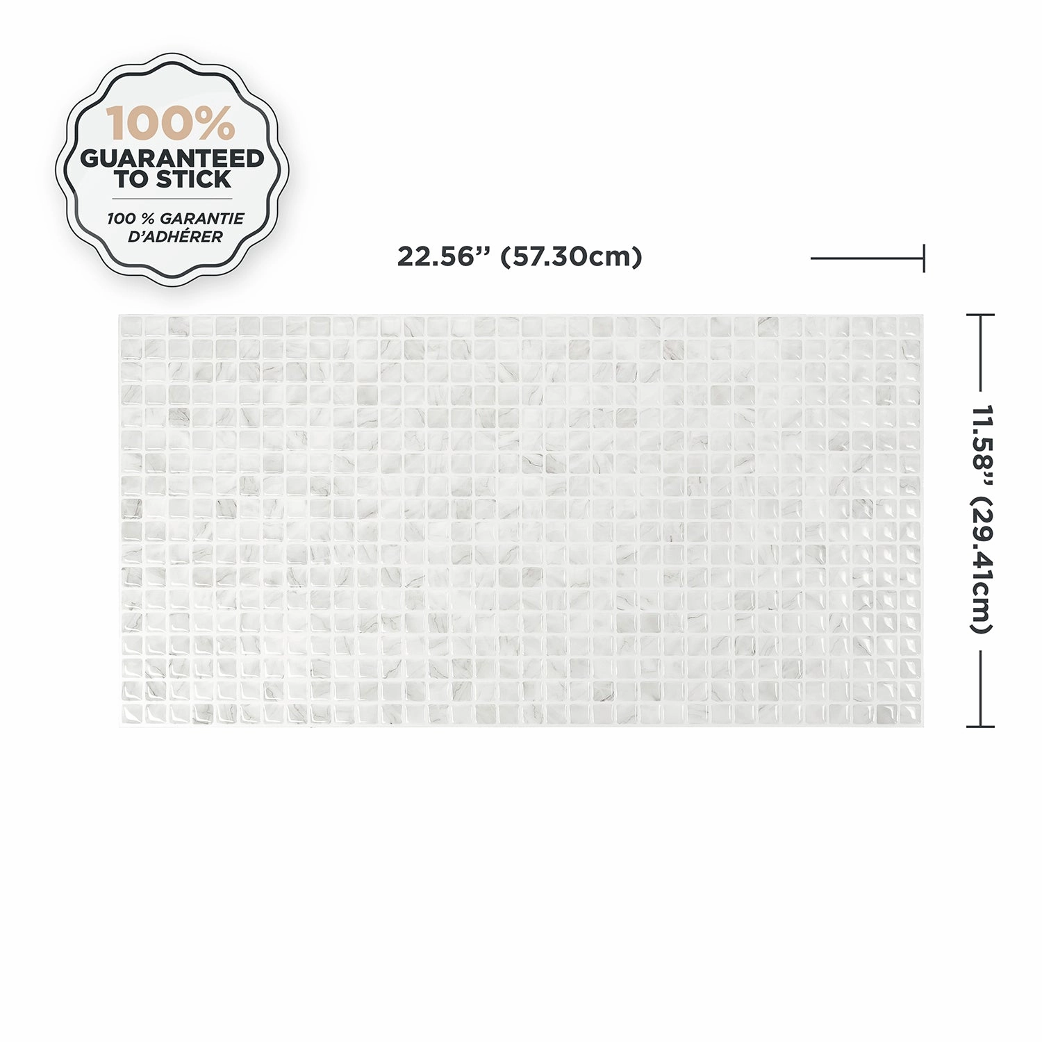 Smart Tiles Peel and Stick 2-Sheet 23 x 12 Backsplash - Blok Minimo|Dosseret Smart Tiles peler et coller 23 x 12, 2 feuilles - Blok Minimo