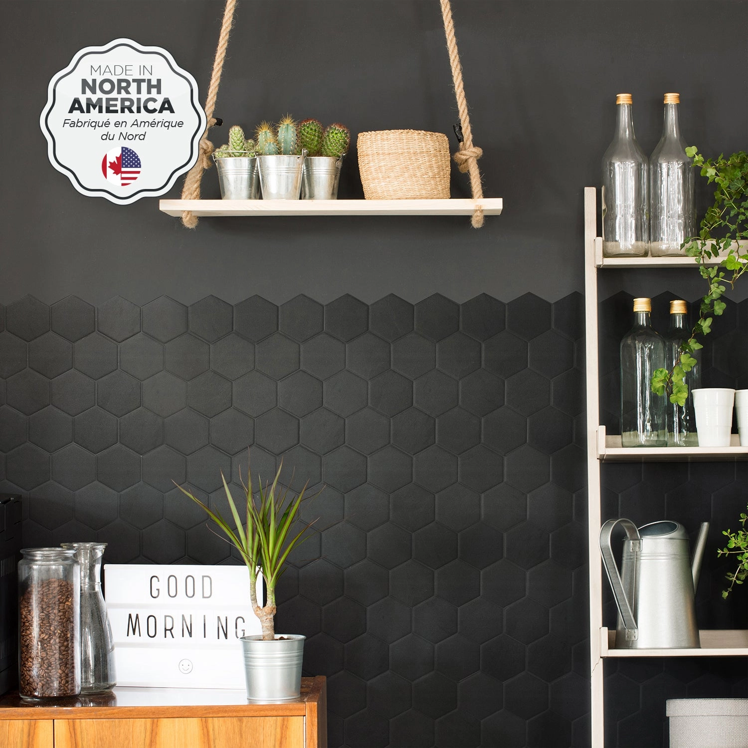 Smart Tiles Peel and Stick 4-Sheet 10 x 11 Backsplash - Hexa Walton|Dosseret Smart Tiles peler et coller 10 x 11, 4 feuilles - Hexa Walton