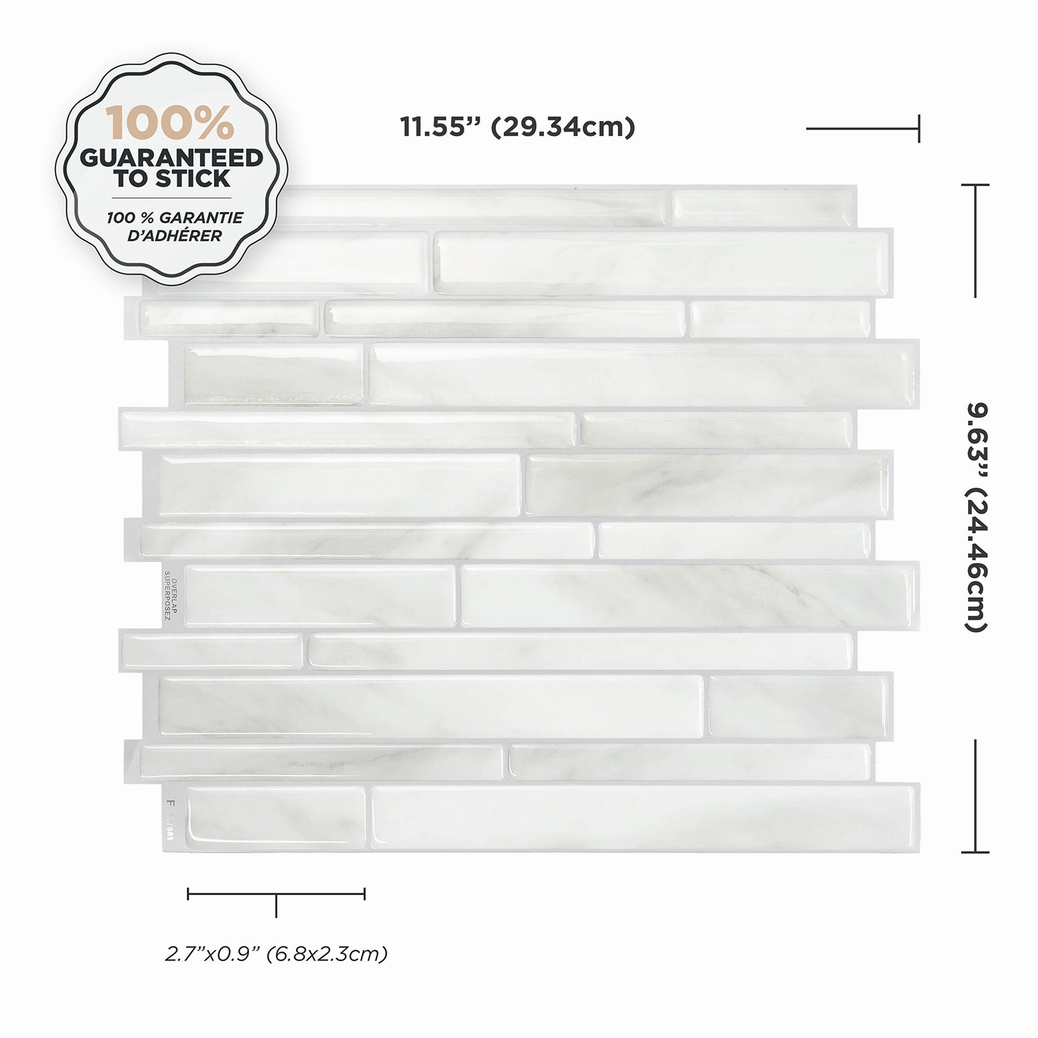 Smart Tiles Peel and Stick 4-Sheet 12 x 10 Backsplash - Milano Massa|Dosseret Smart Tiles peler et coller 12 x 10, 4 feuilles - Milano Massa