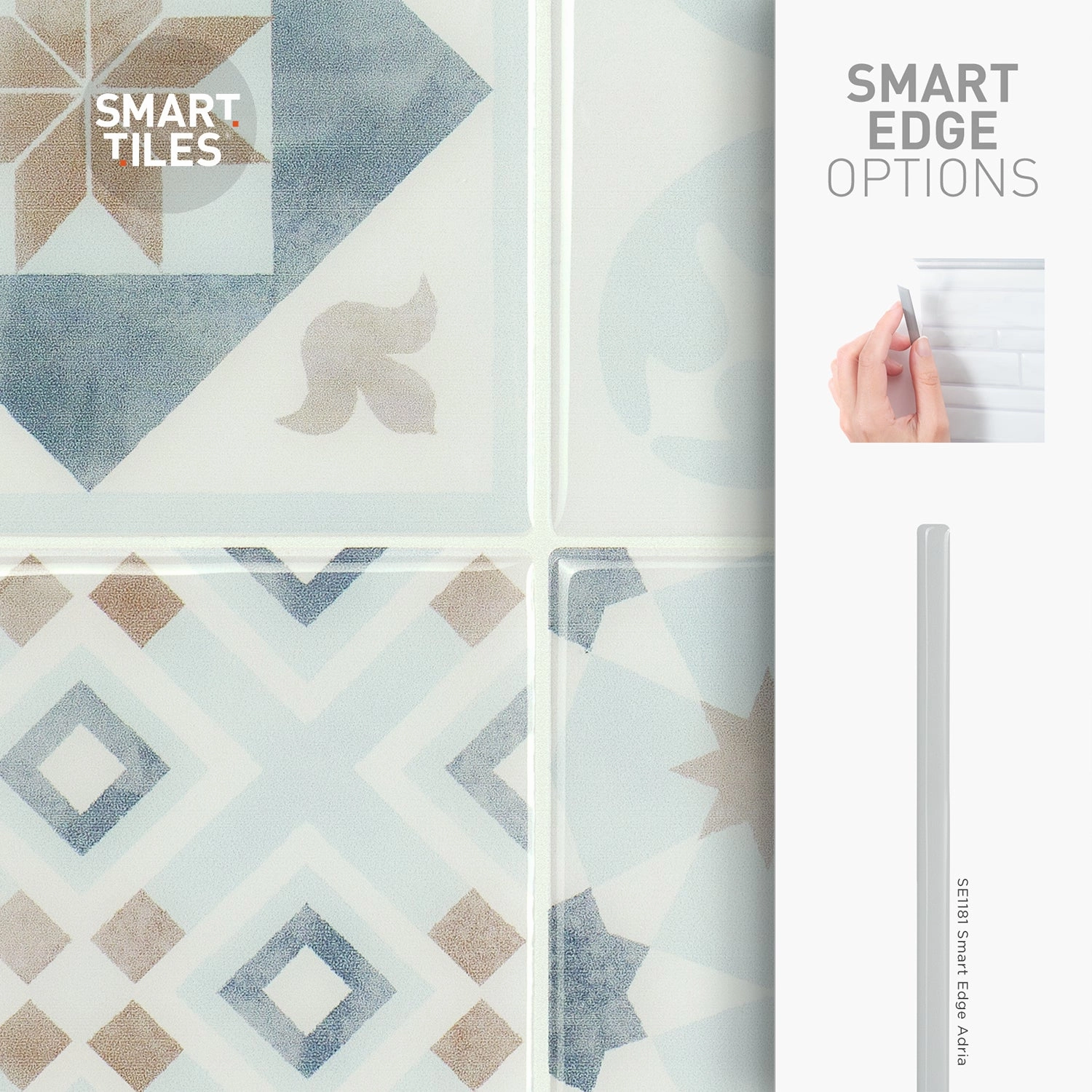 Smart Tiles Peel and Stick 4-Sheet 9 x 9 Backsplash - Vintage Parma|Dosseret Smart Tiles peler et coller 9 x 9, 4 feuilles - Vintage Parma