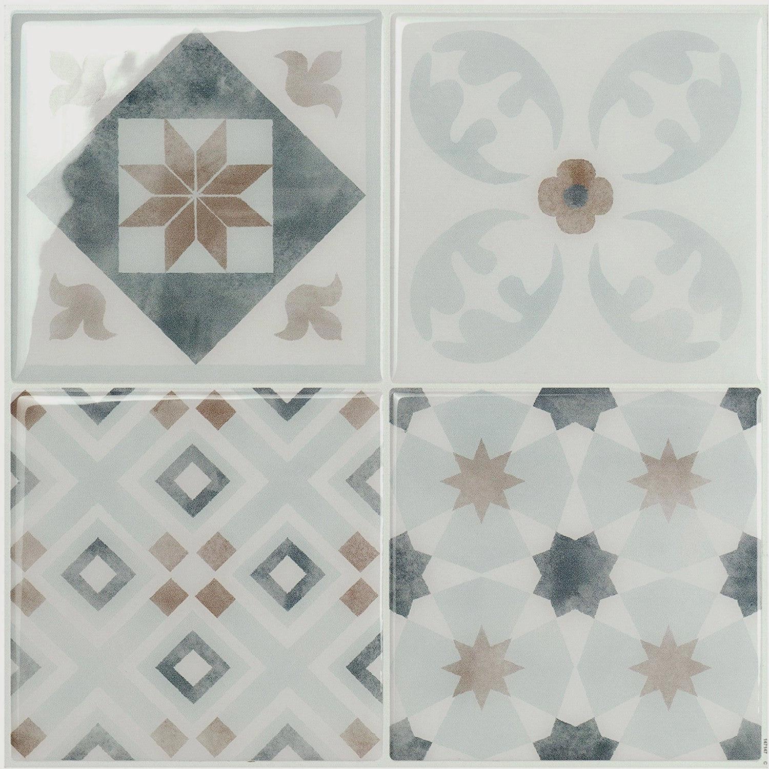 Smart Tiles Peel and Stick 4-Sheet 9 x 9 Backsplash - Vintage Parma|Dosseret Smart Tiles peler et coller 9 x 9, 4 feuilles - Vintage Parma