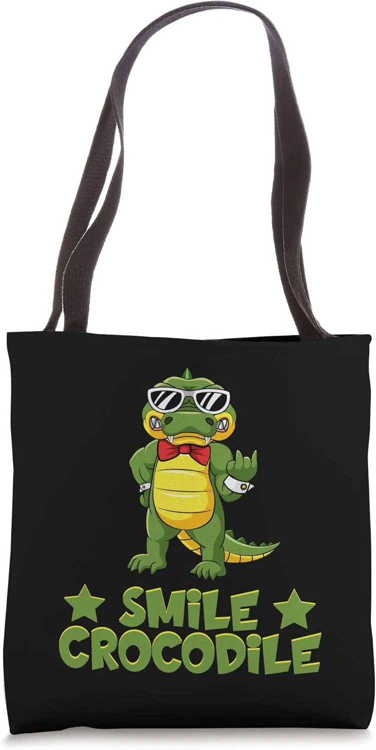 Smile Crocodile Crocodiles and Alligaqtors Tote Bag