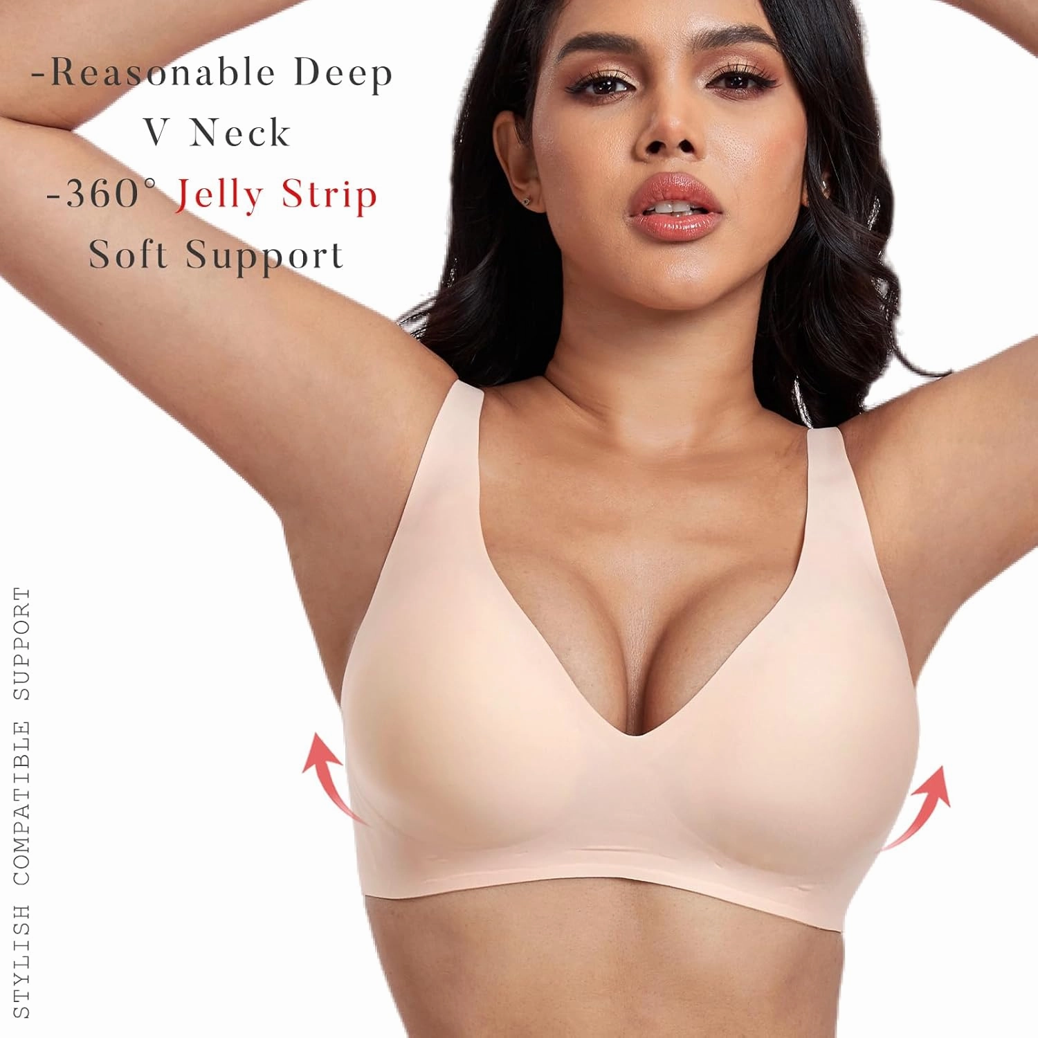 Smooth V Bras for Women No Underwire Seamless Plunge Bralettes T Shirt Sleep Everyday Bra with Bra Extender