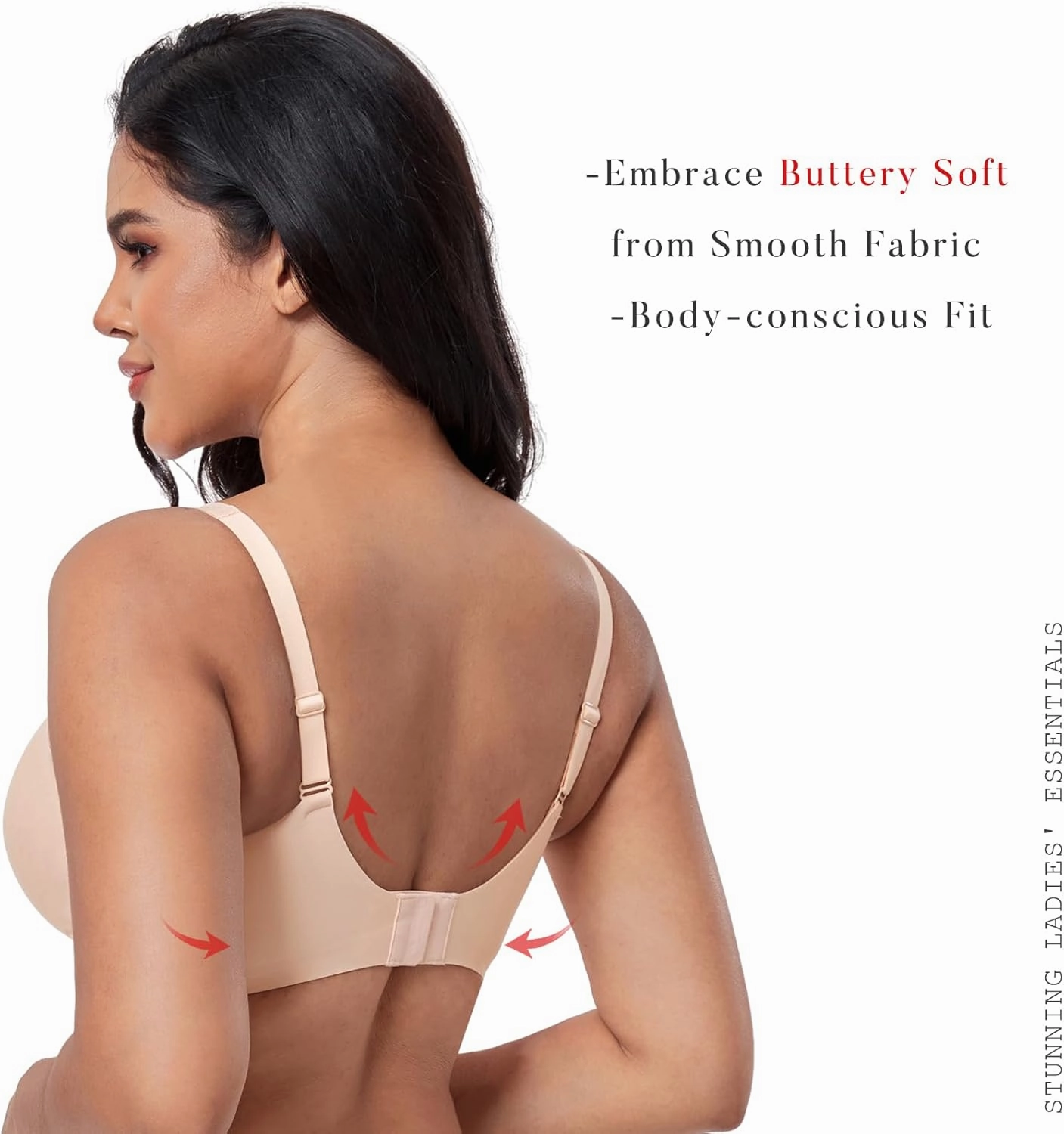 Smooth V Bras for Women No Underwire Seamless Plunge Bralettes T Shirt Sleep Everyday Bra with Bra Extender