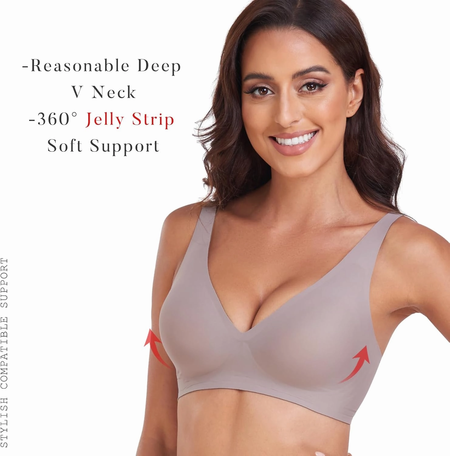 Smooth V Bras for Women No Underwire Seamless Plunge Bralettes T Shirt Sleep Everyday Bra with Bra Extender