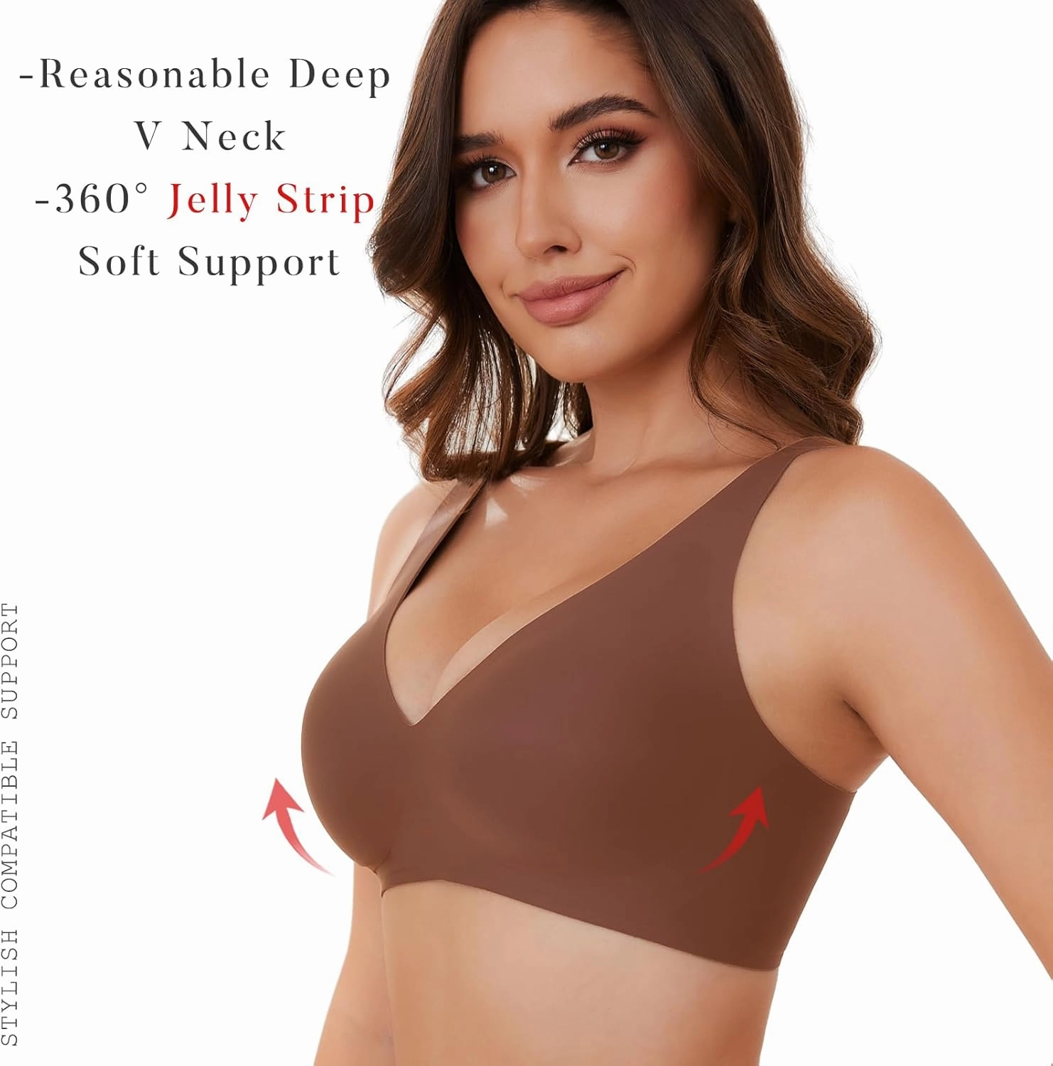Smooth V Bras for Women No Underwire Seamless Plunge Bralettes T Shirt Sleep Everyday Bra with Bra Extender