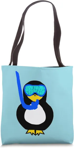 Snorkel Penguin Snorkeling Water Bird Scuba Diver Diving Tote Bag