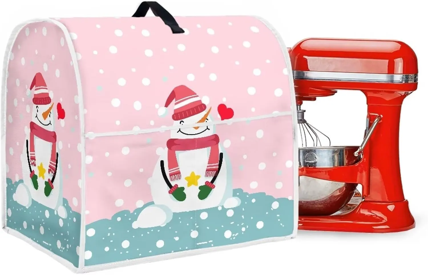 Snowman Stand Mixer Cover Comfortable Food Processor Cover Dust And Fingerprint Resistant Blender Storage Bag Suitable for 4.5 Qt And All 5 Qt Mixer Kitchen Accessories Decorating