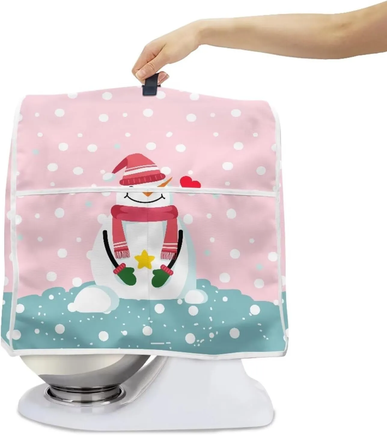 Snowman Stand Mixer Cover Comfortable Food Processor Cover Dust And Fingerprint Resistant Blender Storage Bag Suitable for 4.5 Qt And All 5 Qt Mixer Kitchen Accessories Decorating