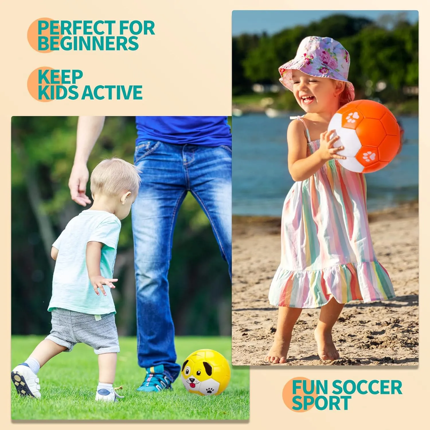 Soccer Balls for Toddlers 1-3 - 2 Pack, Size 2 Toddler Soccer Ball, Baby Soccer Ball - Sport Toys for Kids 3-5 Year Old - Gift for Girls Boys First Birthday Gift
