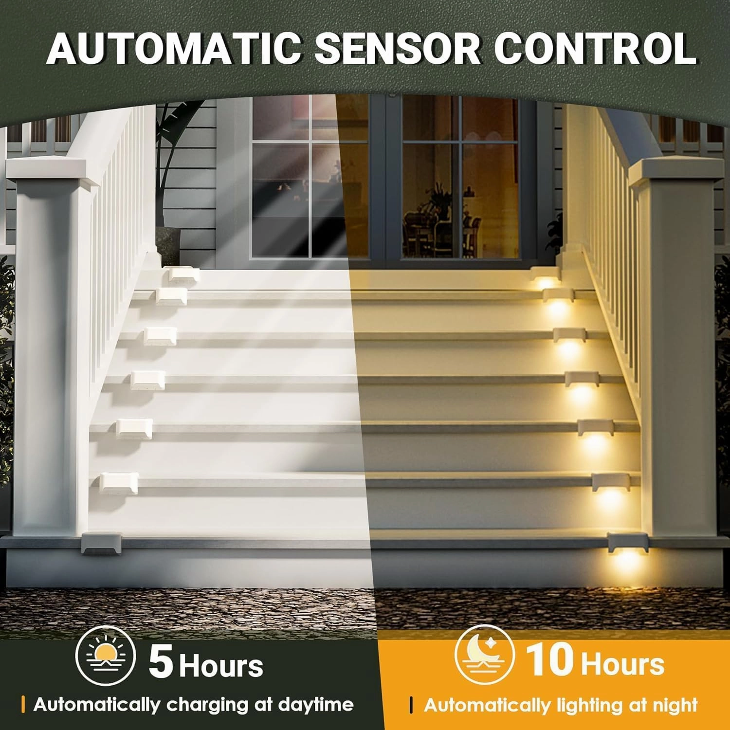 SOLPEX Solar Step Lights Outdoor 20 Pack, Waterproof LED Solar Lights for Deck, Stairs, Fence, Yard, Patio, Balcony (Warm White)