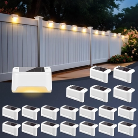SOLPEX Solar Step Lights Outdoor 20 Pack, Waterproof LED Solar Lights for Deck, Stairs, Fence, Yard, Patio, Balcony (Warm White)