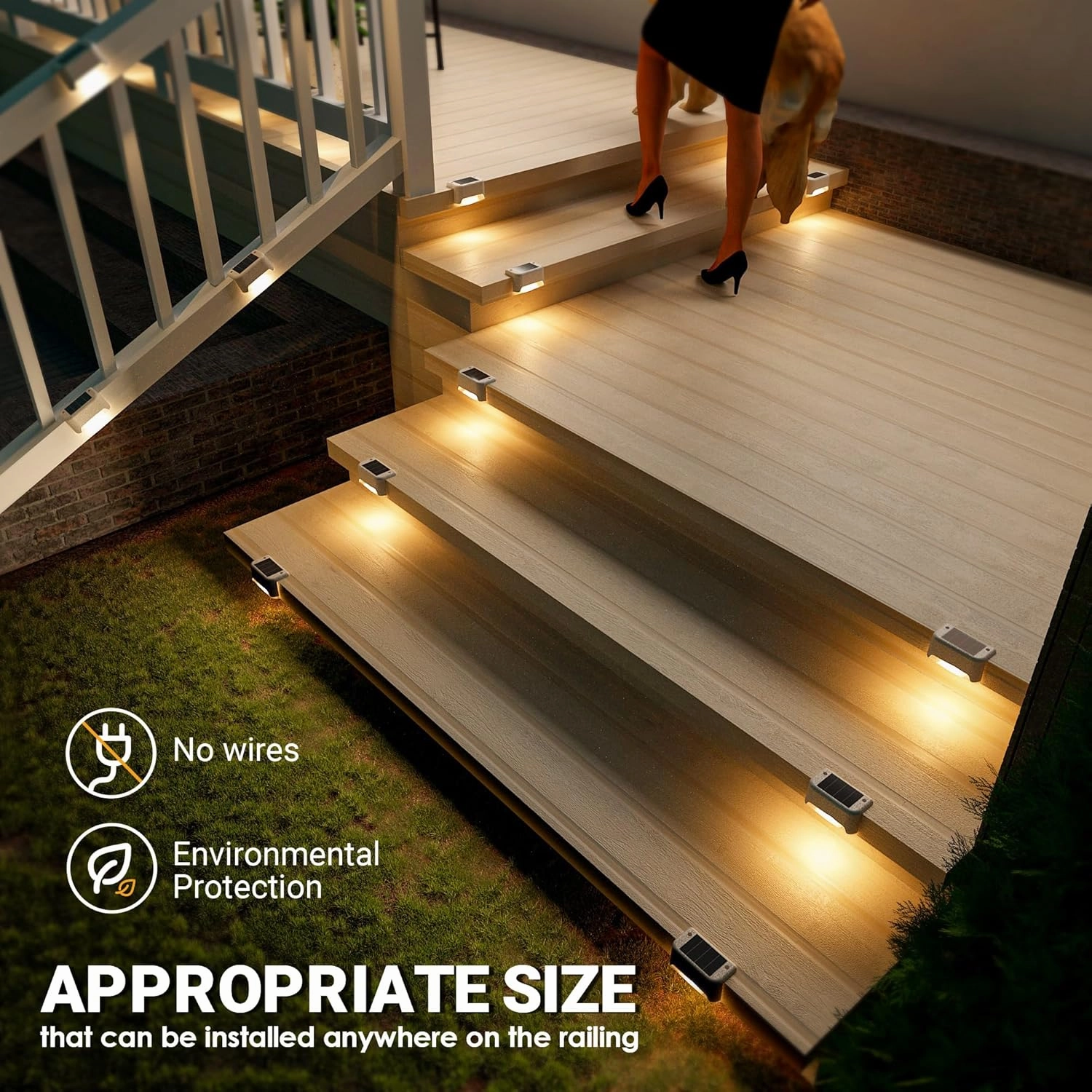 SOLPEX Solar Step Lights Outdoor 20 Pack, Waterproof LED Solar Lights for Deck, Stairs, Fence, Yard, Patio, Balcony (Warm White)