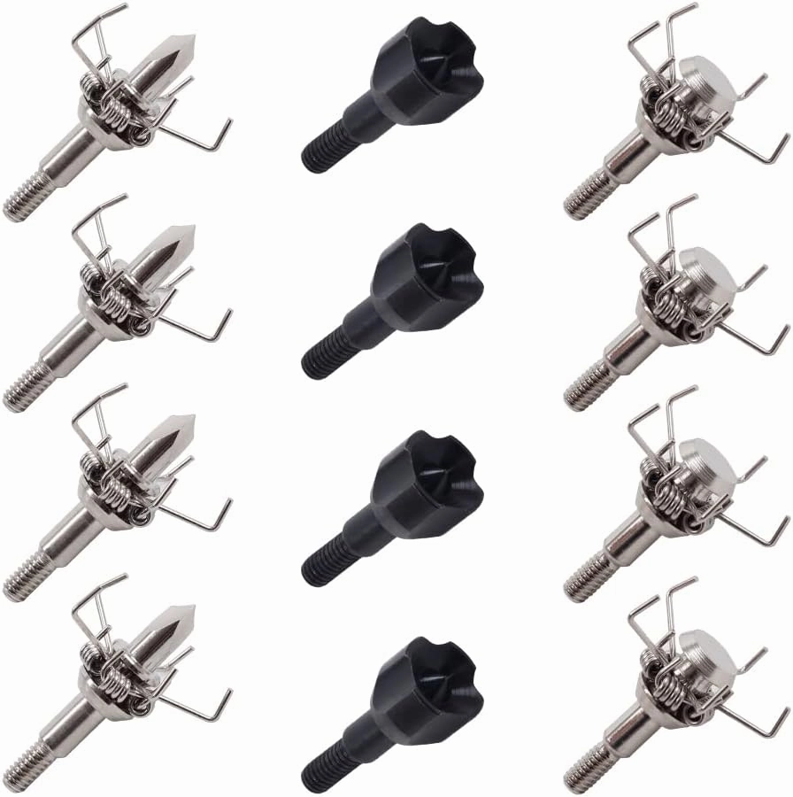 SOPOGER 12pk Small Game Broadheads Judo and Hammer Mixed Kit 100 Grain Screw in Arrow Tips for Crossbow Compound Bow Field Arrowheads Practice