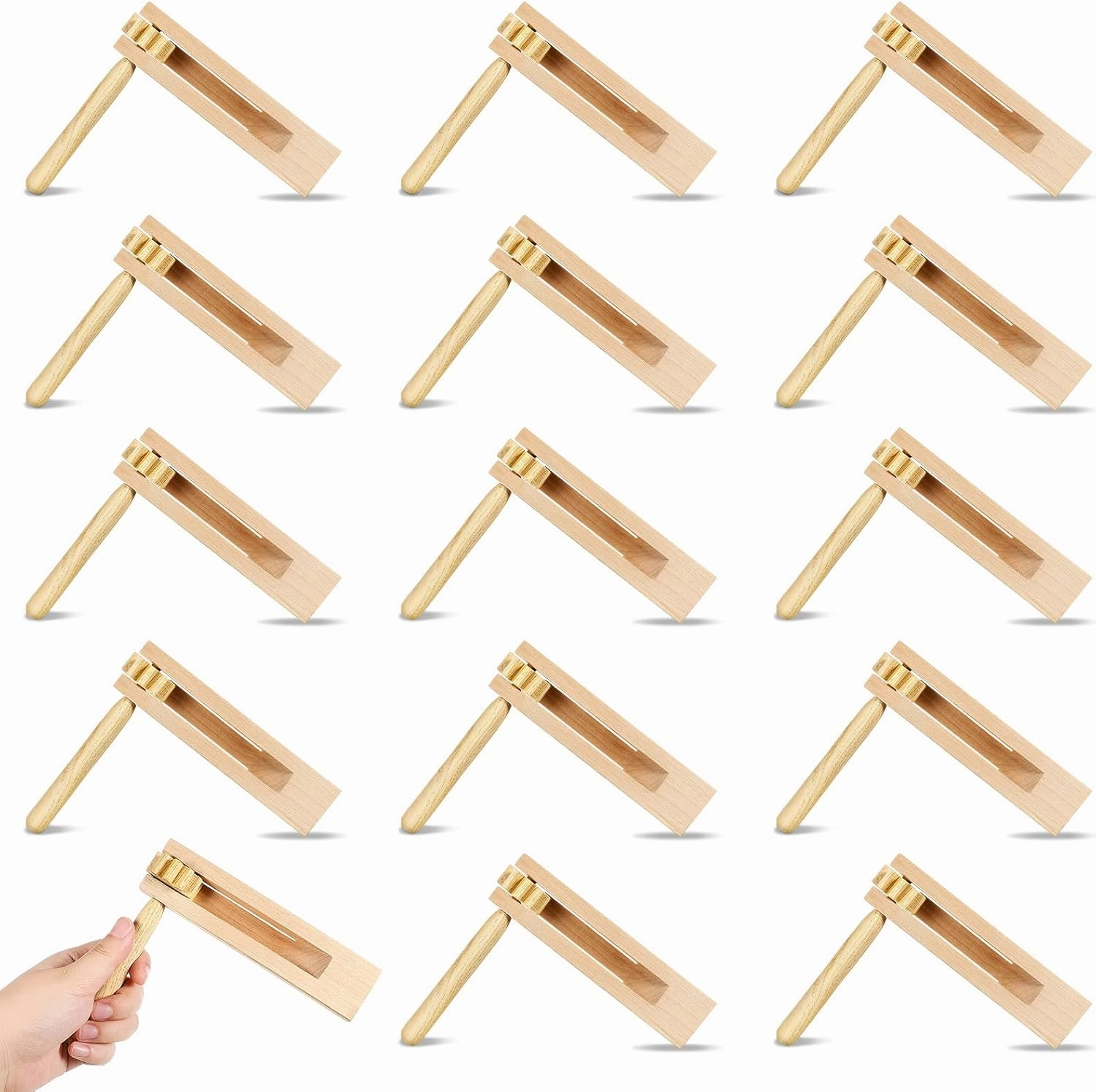 Sotiff 16 Pcs Wooden Ratchet Noise Maker for Sporting Events Bulk Mexican Rattle Ratchet Wood Noise Maker for Party Favor and Celebrations Birthday Present Sports Events, 6 x 5.5 x 1.4 Inches