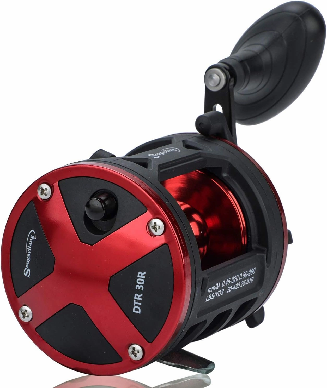 Sougayilang Trolling Reel Level Wind Conventional Reel Graphite Body Fishing Reel, Durable Stainless-Steel, Large Line Capacity