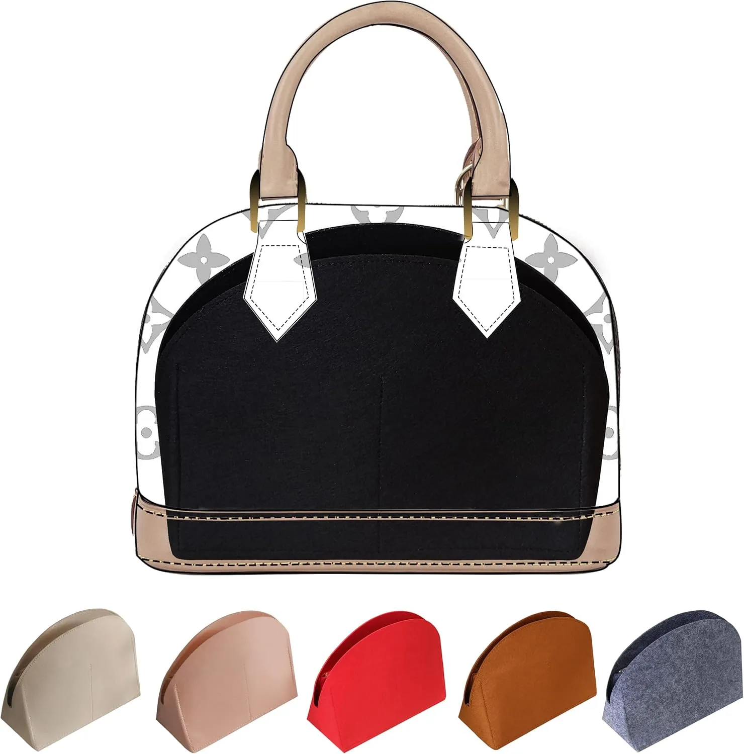 Soyizom Purse Organizer for Alma insert, Felt Bag Organizer Purse Organizer Insert For Alma PM BB insert organizer(BB,Black)