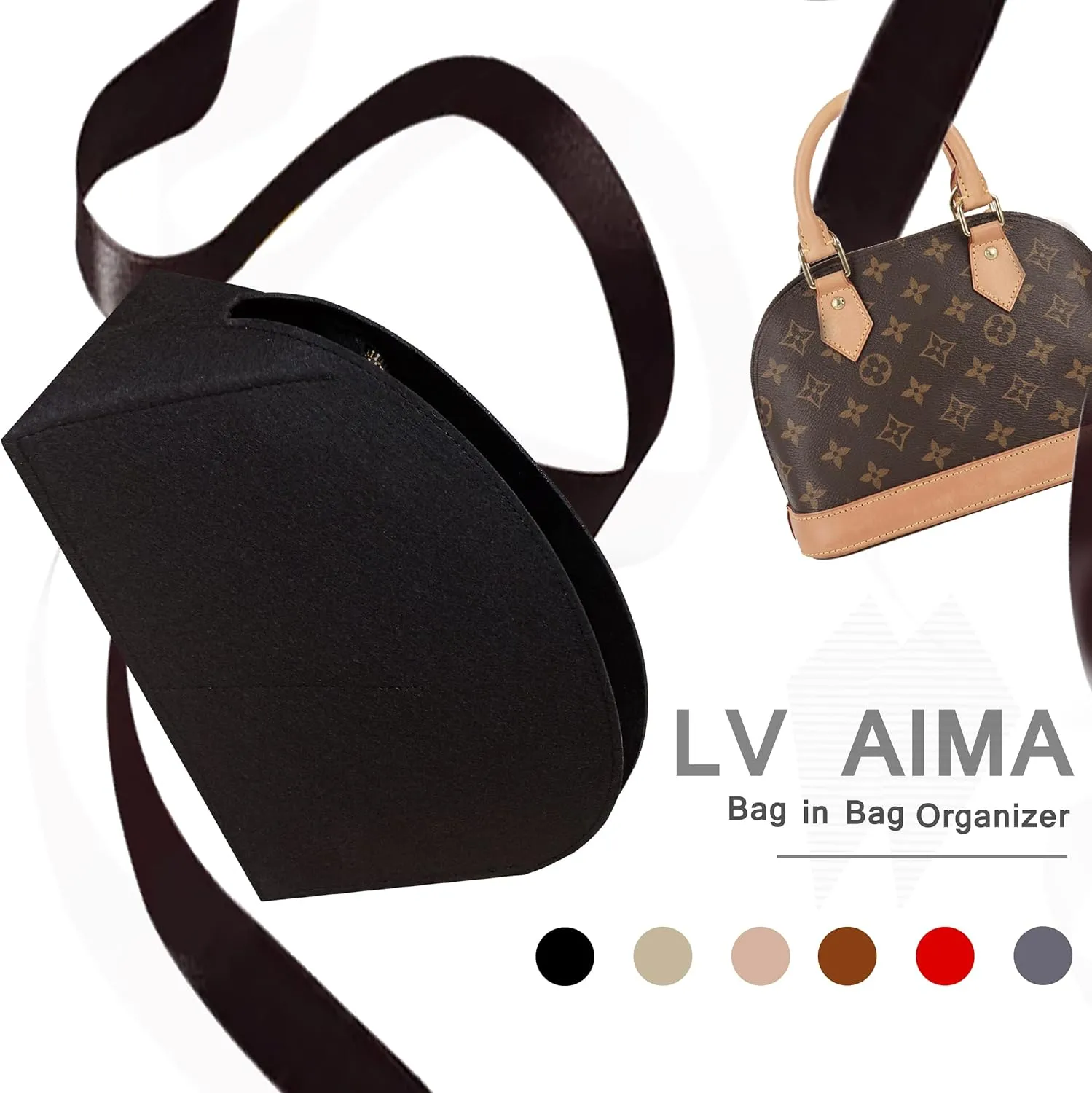 Soyizom Purse Organizer for Alma insert, Felt Bag Organizer Purse Organizer Insert For Alma PM BB insert organizer(BB,Black)