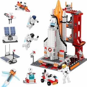 Space Shuttle Exploration Rocket Launch Center Building Set, STEM Aerospace Rocket Building Toys for 6 7 8 9 10 11 12  Kids Boys Girls, Best Gifts for Christmas Birthday (855Pcs)