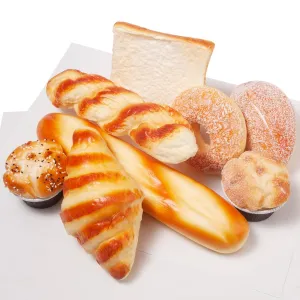 Sparkle Race 8pcs Artificial Bread Fake Food Decor, Realistic Table Centerpieces for Dining Room, Fake Bread Set with Muffin, Croissant, Toast, Fake Donut Home Decor Living Room Decor for Display