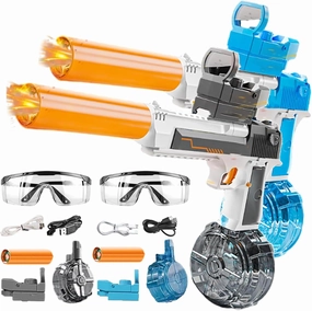 Splasher X Water Gun, Splasher X Water Blaster, 500ml Splasherx Automatic Manual Dual Modes Long-Range Squirt Guns, Electric Waters Guns with Flash, Summer Swimming Pool Party Toy (Mix B)